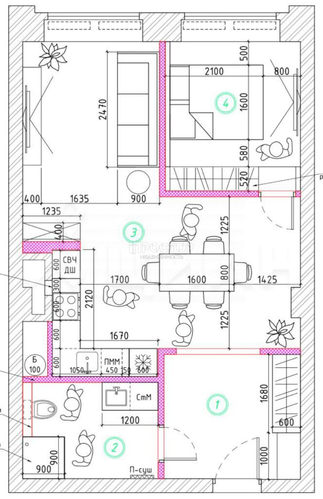 Студия, 56 м² - фото 24
