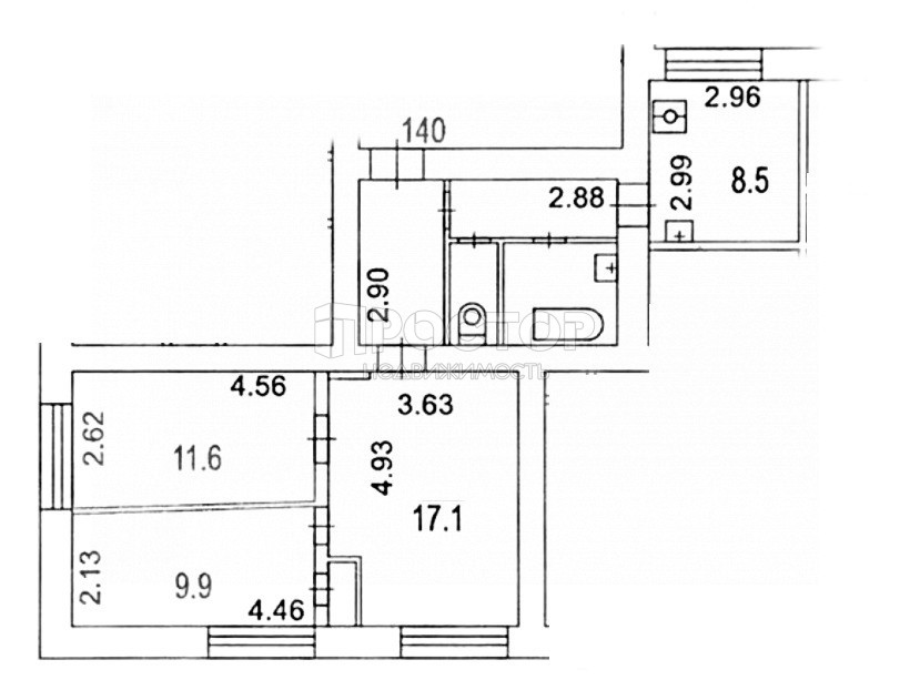 3-комнатная квартира, 61.4 м² - фото 25