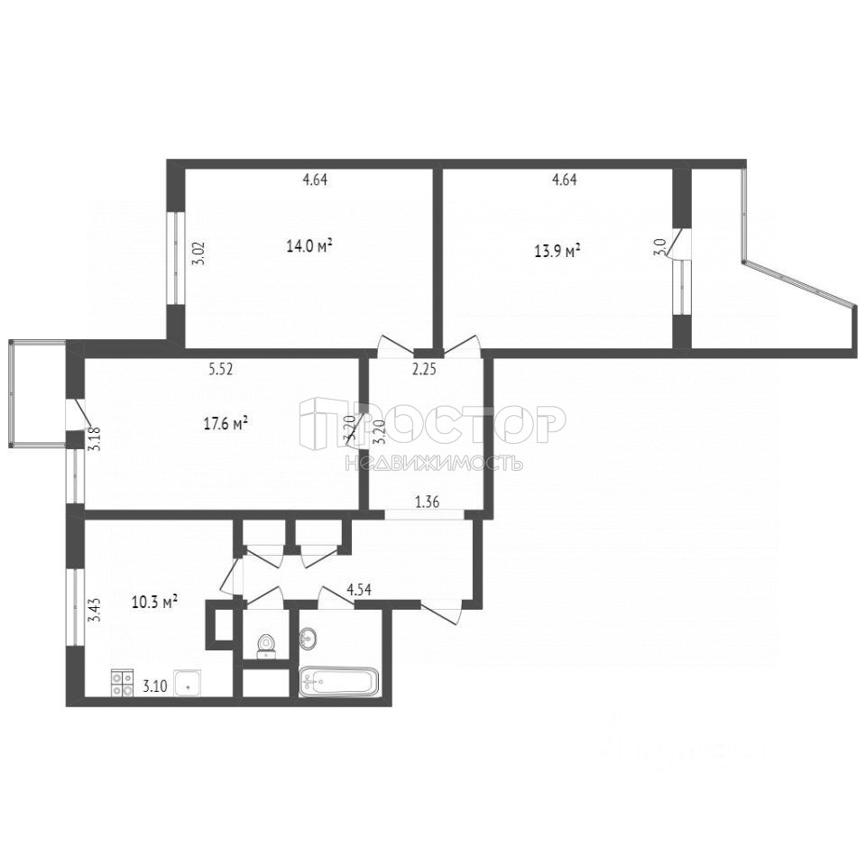 3-комнатная квартира, 78 м² - фото 17