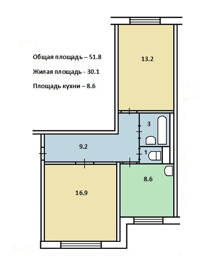 2-комнатная квартира, 52 м² - фото 7