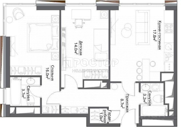 3-комнатная квартира, 69 м² - фото 10