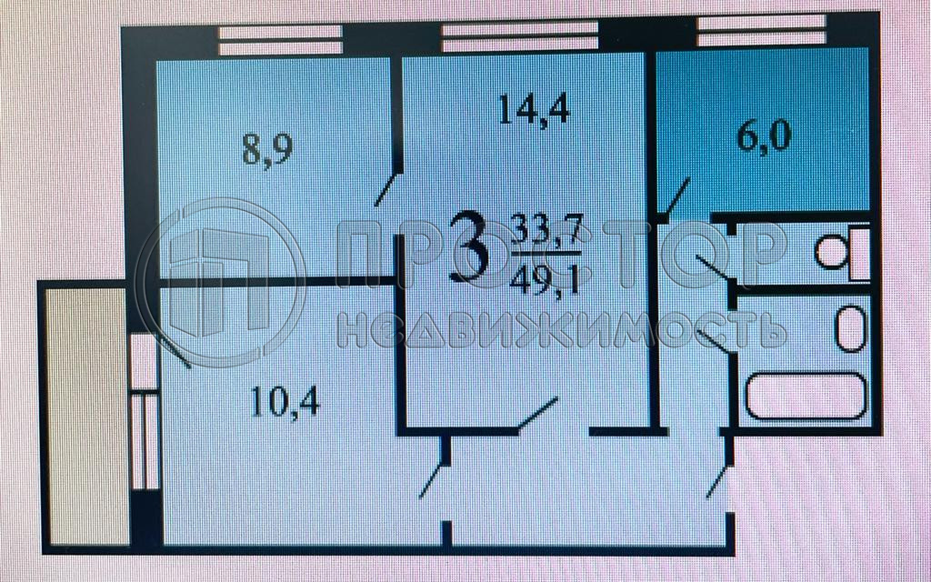 3-комнатная квартира, 53 м² - фото 11