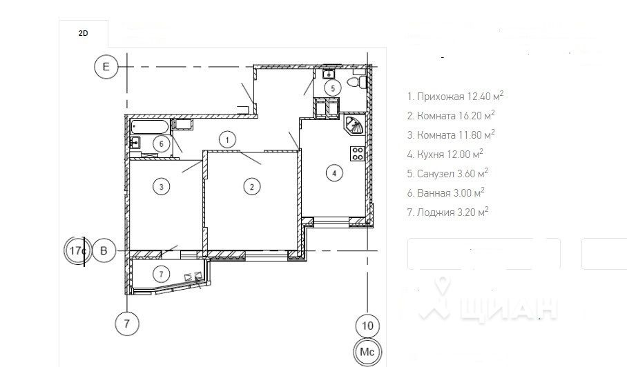 2-комнатная квартира, 58.4 м² - фото 14