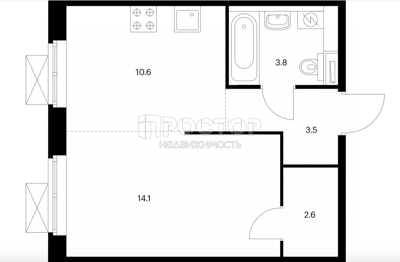 2-комнатная квартира, 34.6 м² - фото 4