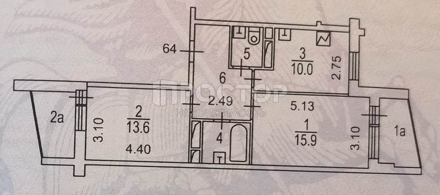 2-комнатная квартира, 58.8 м² - фото 19