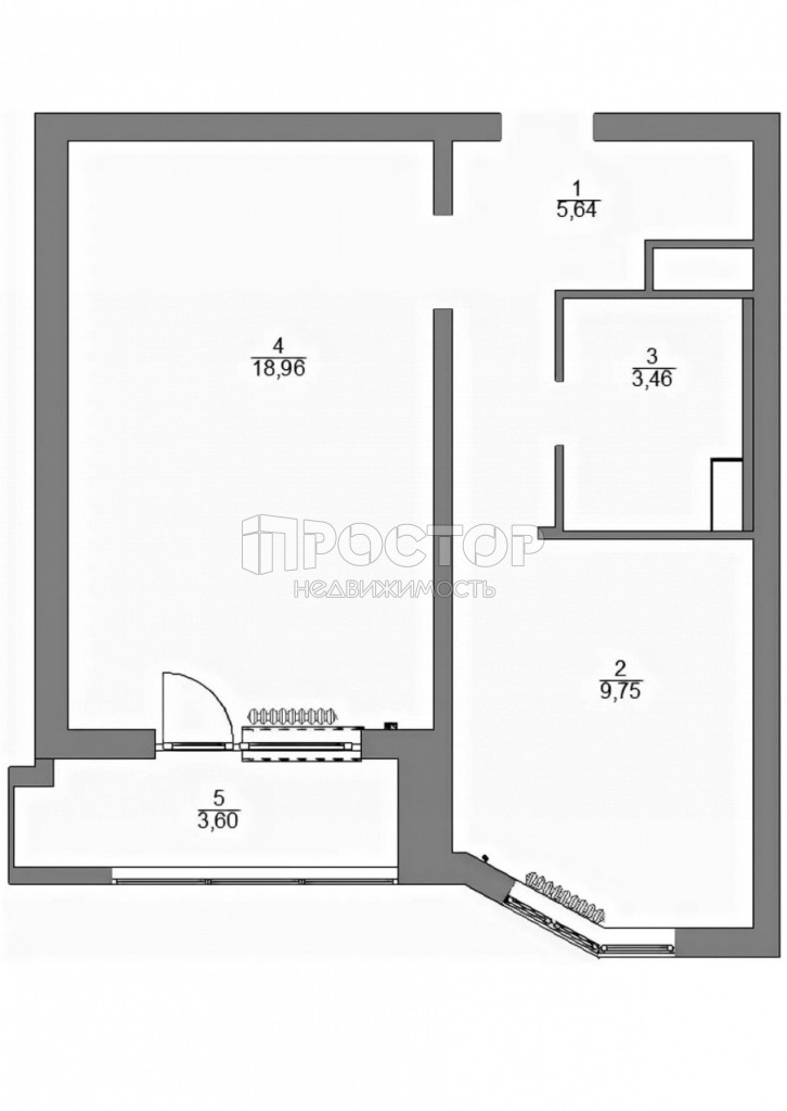 1-комнатная квартира, 40 м² - фото 16