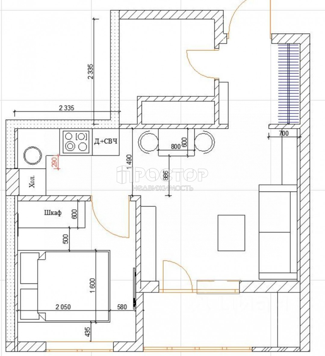 1-комнатная квартира, 33 м² - фото 18