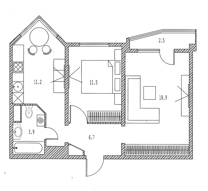 2-комнатная квартира, 54.7 м² - фото 16