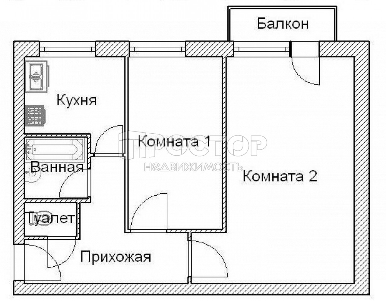 2-комнатная квартира, 43.3 м² - фото 4
