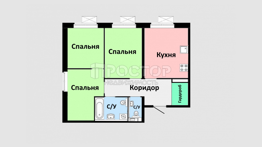 3-комнатная квартира, 60 м² - фото 18