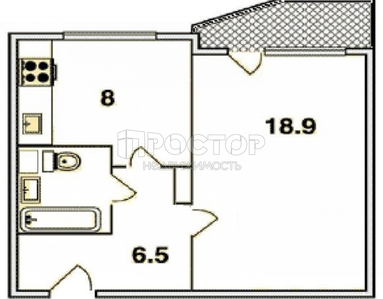 1-комнатная квартира, 37.6 м² - фото 19