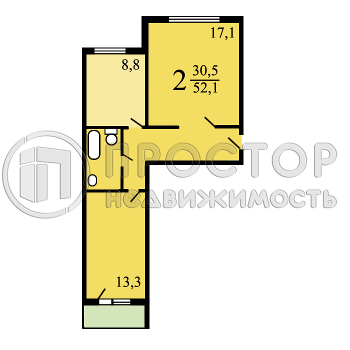 2-комнатная квартира, 52.8 м² - фото 89