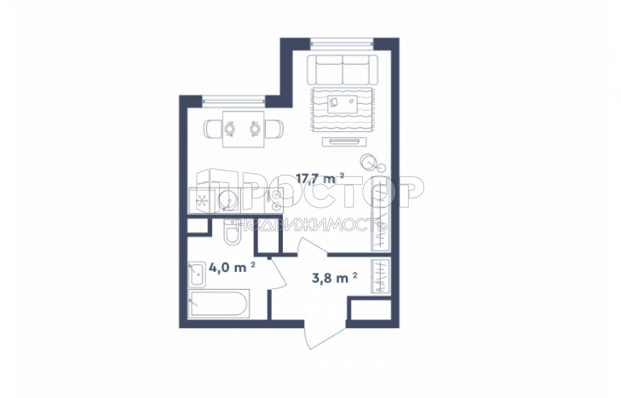 Студия, 21.6 м² - фото 6