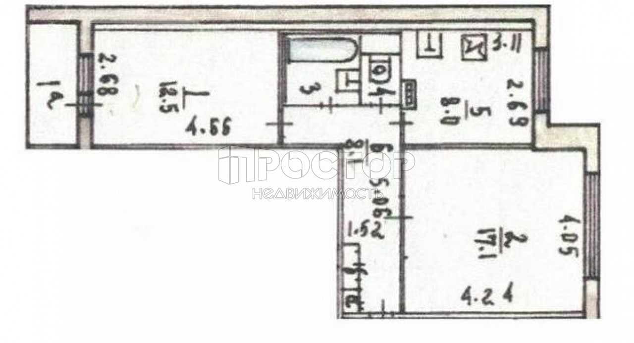 2-комнатная квартира, 50.2 м² - фото 3