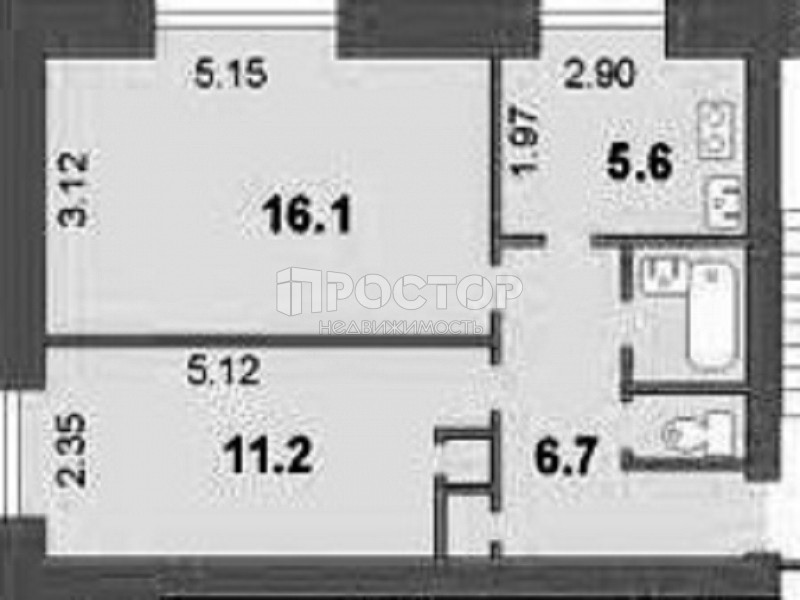 2-комнатная квартира, 42 м² - фото 12
