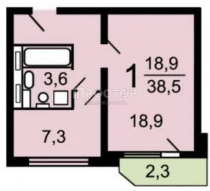 1-комнатная квартира, 38.5 м² - фото 10
