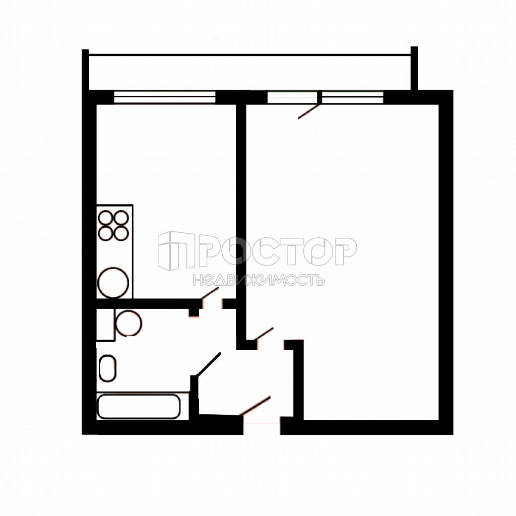 1-комнатная квартира, 35.3 м² - фото 2