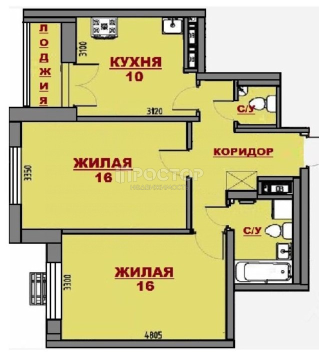 2-комнатная квартира, 56.5 м² - фото 9