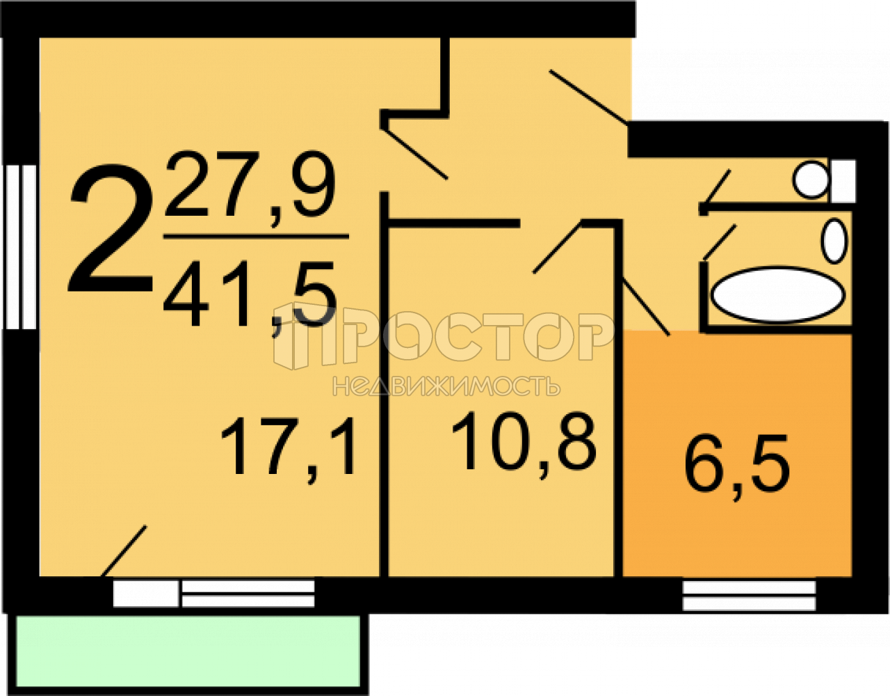 2-комнатная квартира, 41.5 м² - фото 19