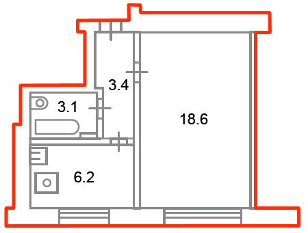 1-комнатная квартира, 31.3 м² - фото 7