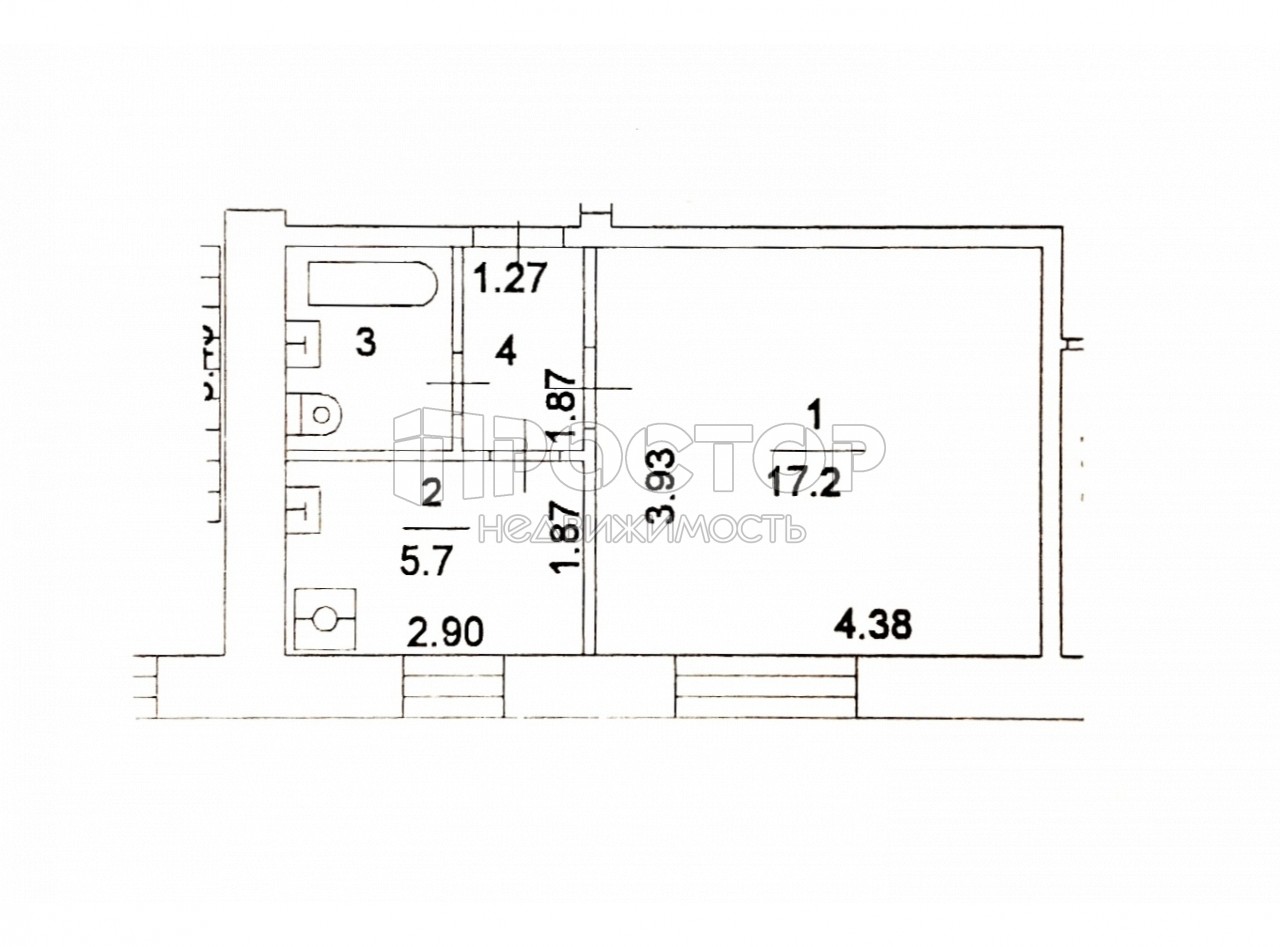 1-комнатная квартира, 30 м² - фото 14