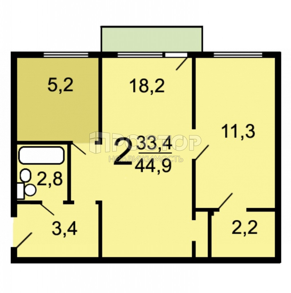 2-комнатная квартира, 45.6 м² - фото 13