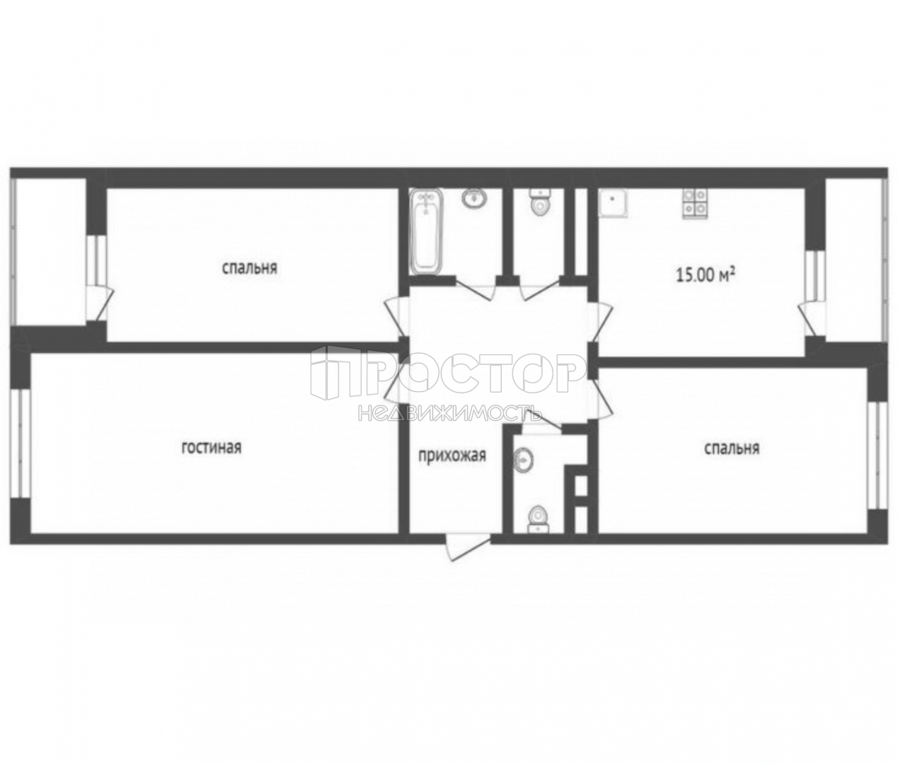 3-комнатная квартира, 82.4 м² - фото 2