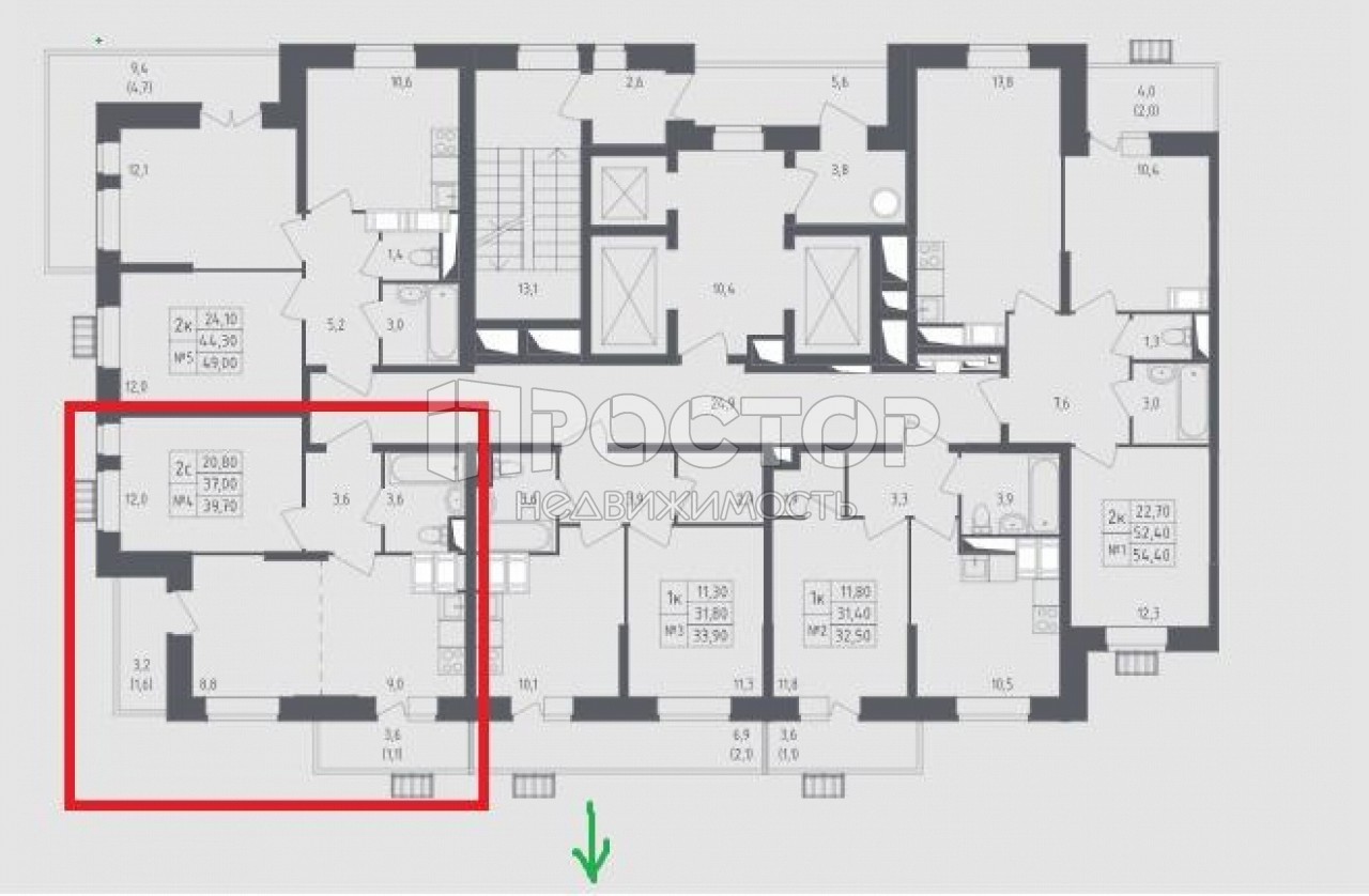 1-комнатная квартира, 40 м² - фото 3