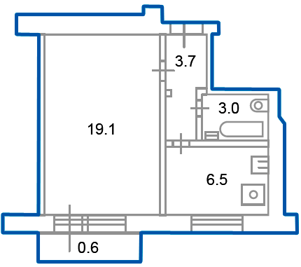 1-комнатная квартира, 32.9 м² - фото 5