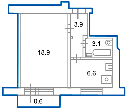 1-комнатная квартира, 32.5 м² - фото 4