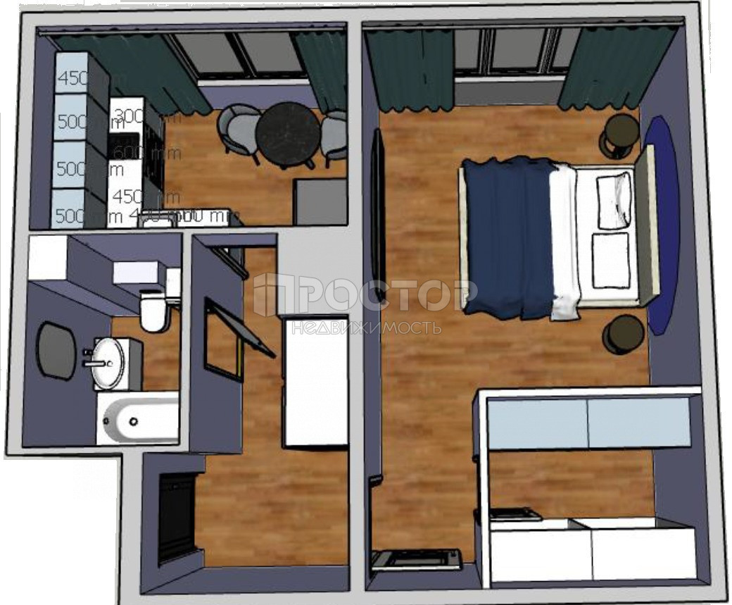 1-комнатная квартира, 33 м² - фото 21