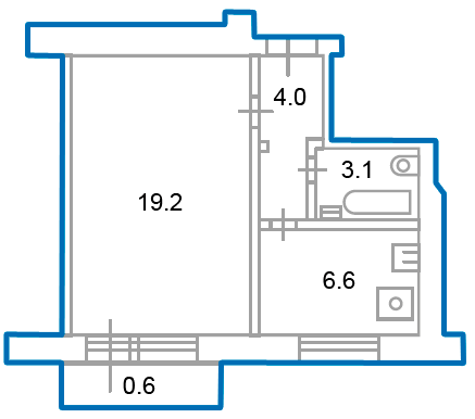 1-комнатная квартира, 33.5 м² - фото 4
