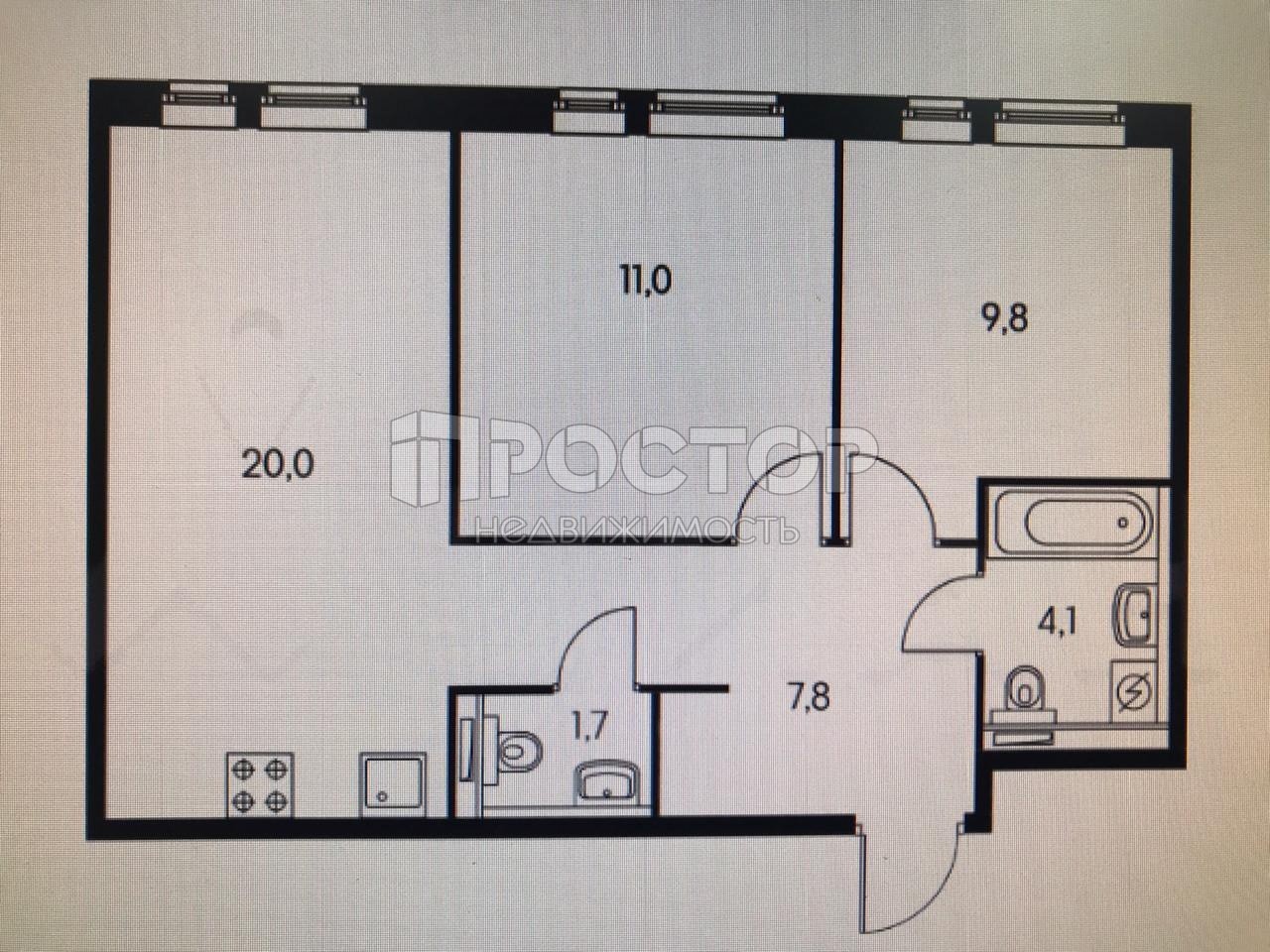 2-комнатная квартира, 54.1 м² - фото 9