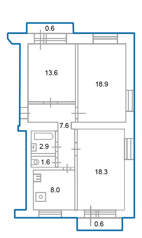 3-комнатная квартира, 70 м² - фото 5