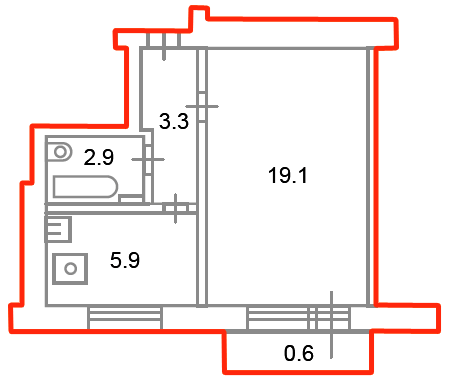 1-комнатная квартира, 31.3 м² - фото 8