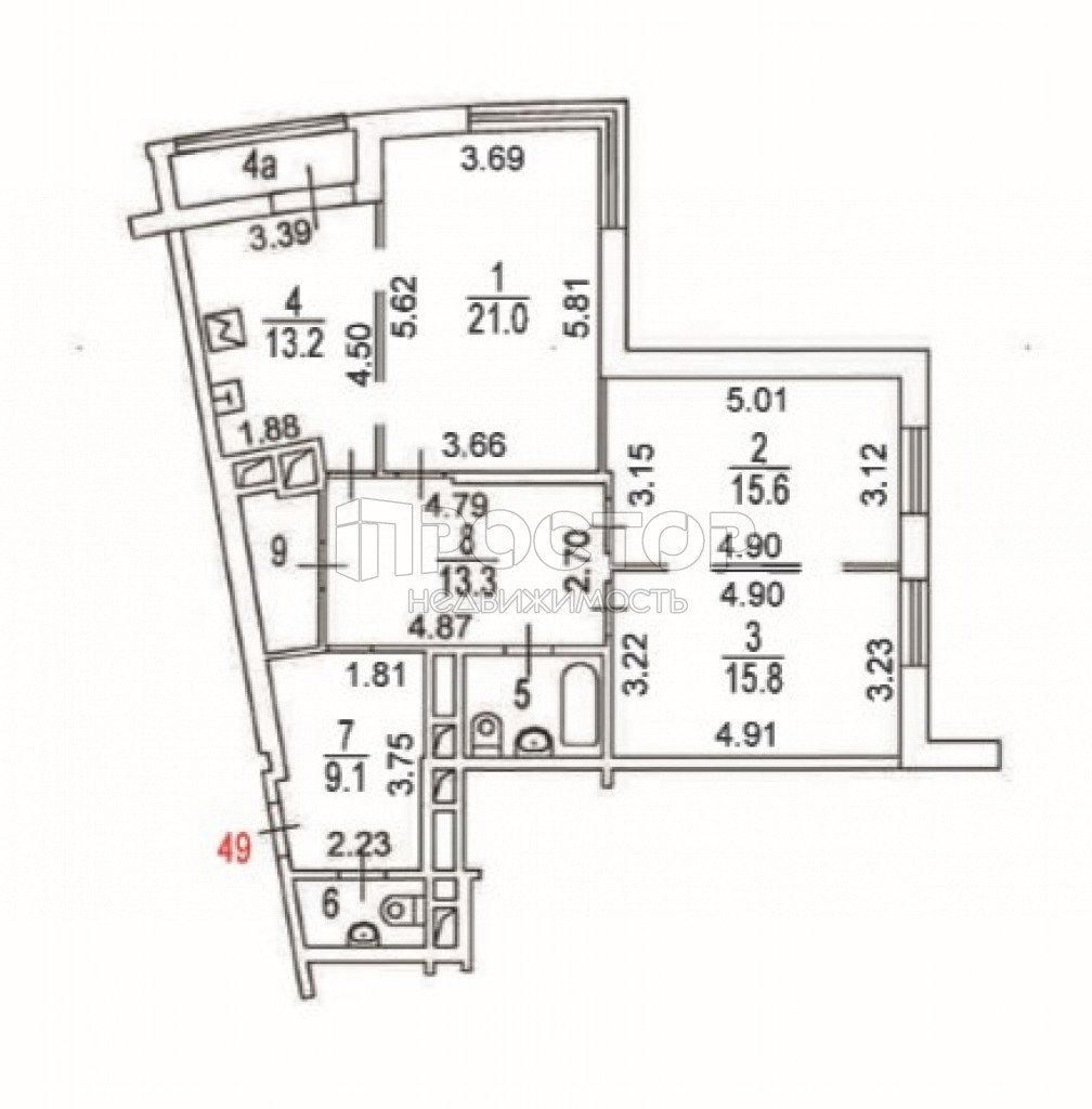 3-комнатная квартира, 99.5 м² - фото 13