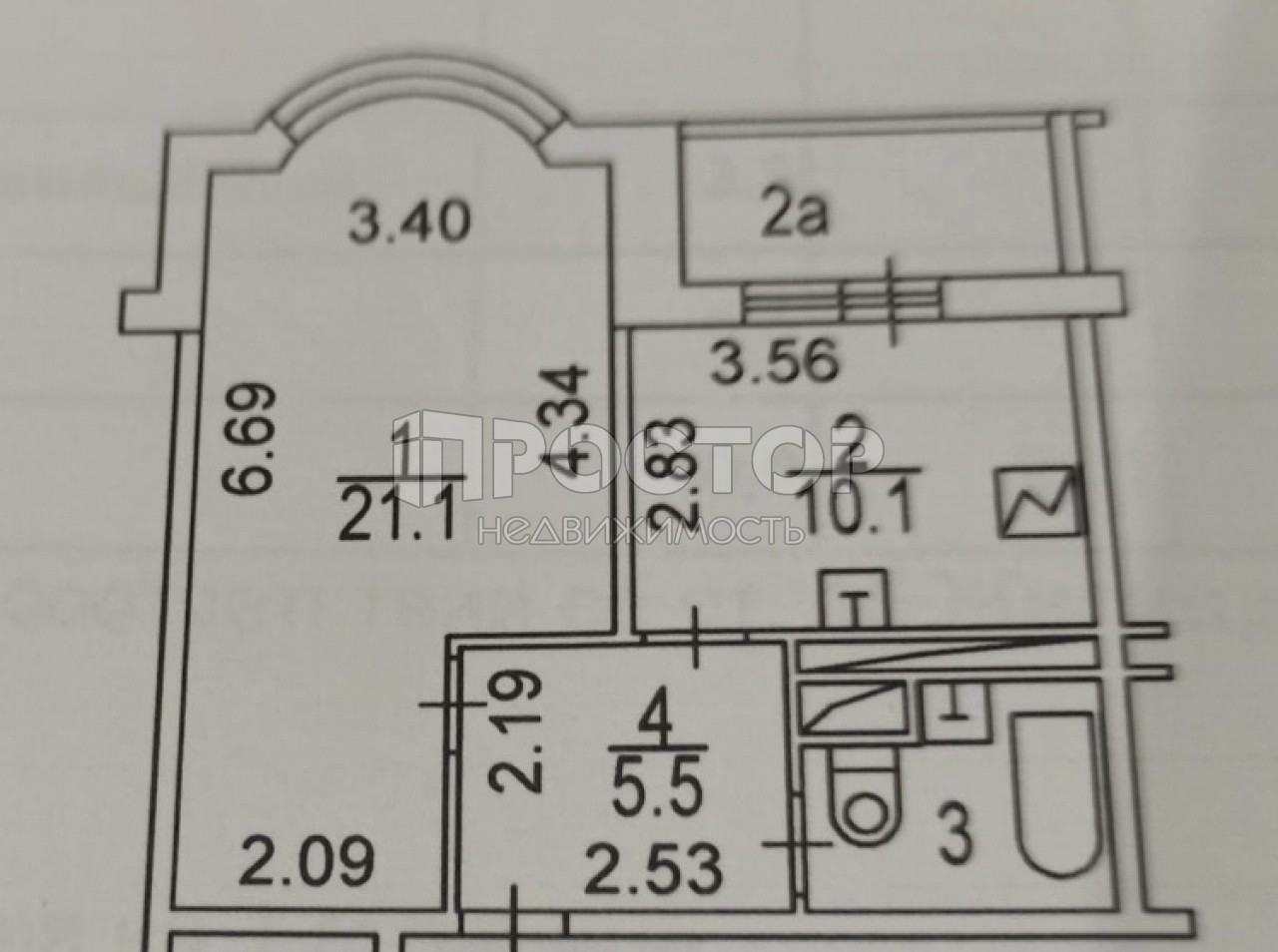 1-комнатная квартира, 40 м² - фото 26