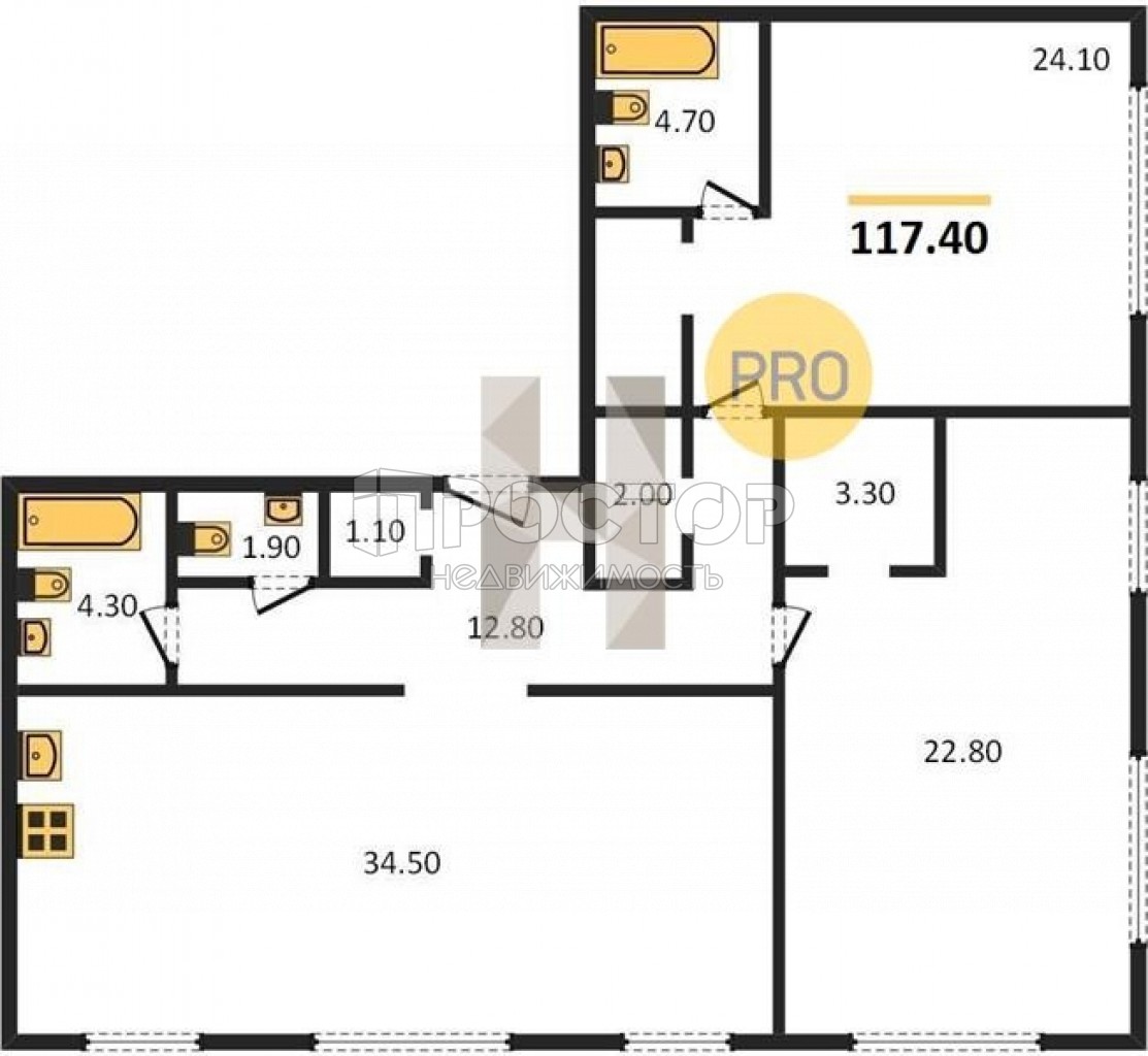 2-комнатная квартира, 117.4 м² - фото 2