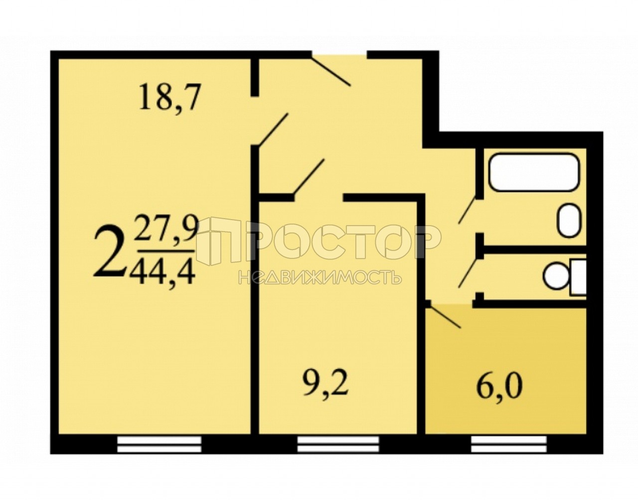 2-комнатная квартира, 44 м² - фото 6