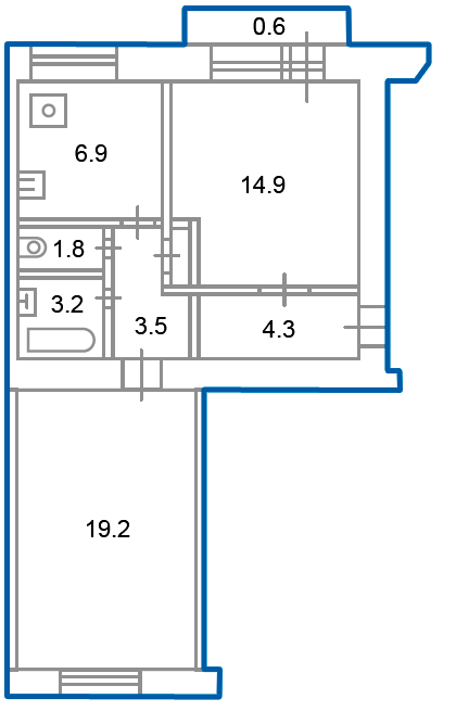 2-комнатная квартира, 54.8 м² - фото 6