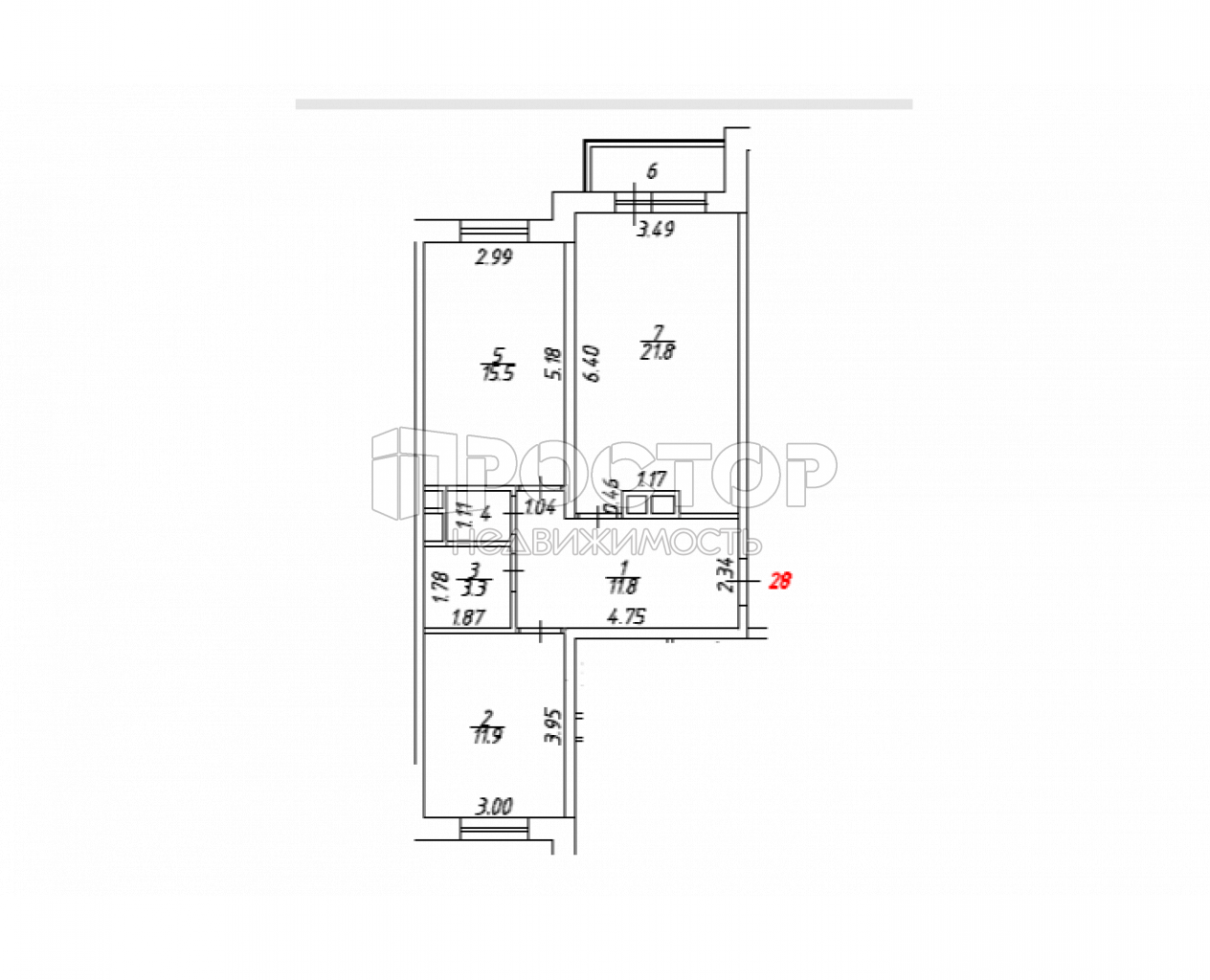 2-комнатная квартира, 65.8 м² - фото 5