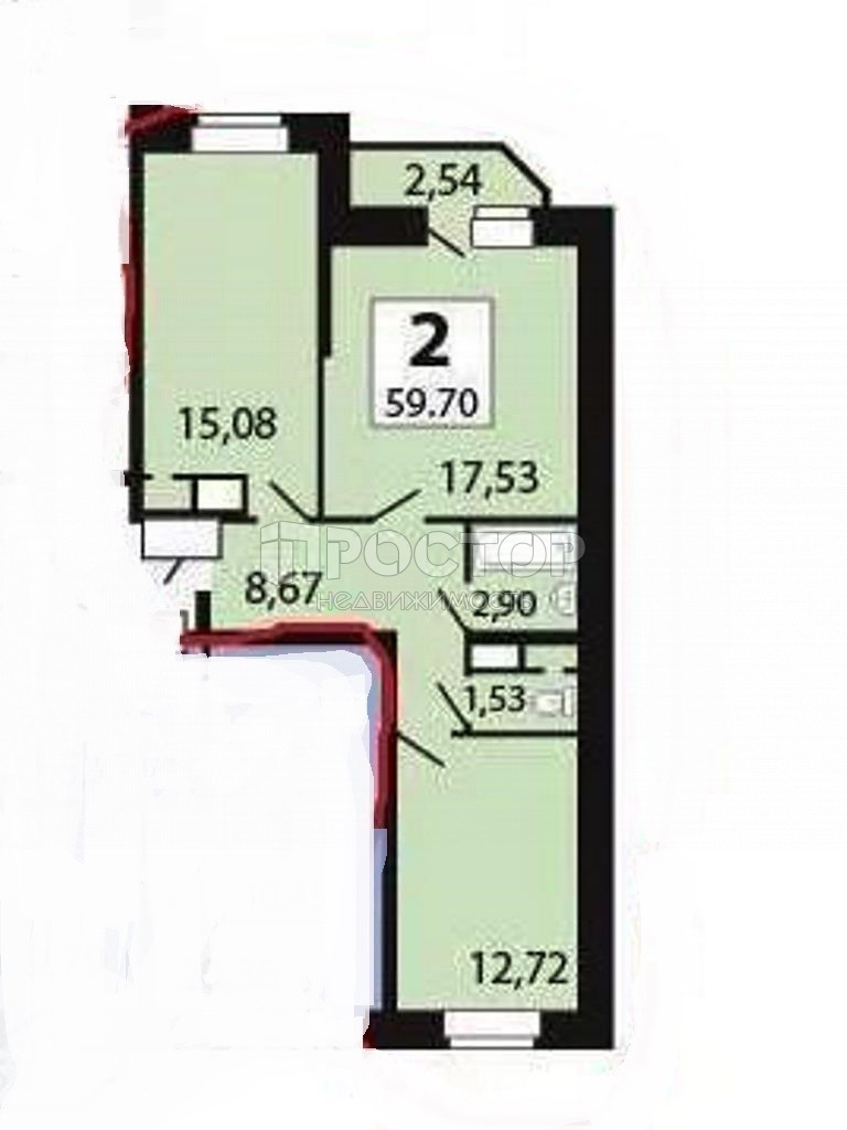 2-комнатная квартира, 60 м² - фото 18