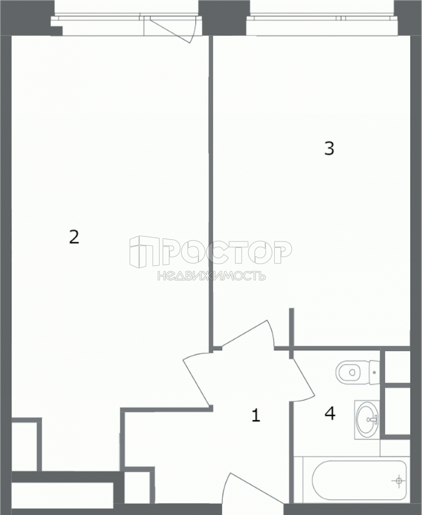 1-комнатная квартира, 43.5 м² - фото 2