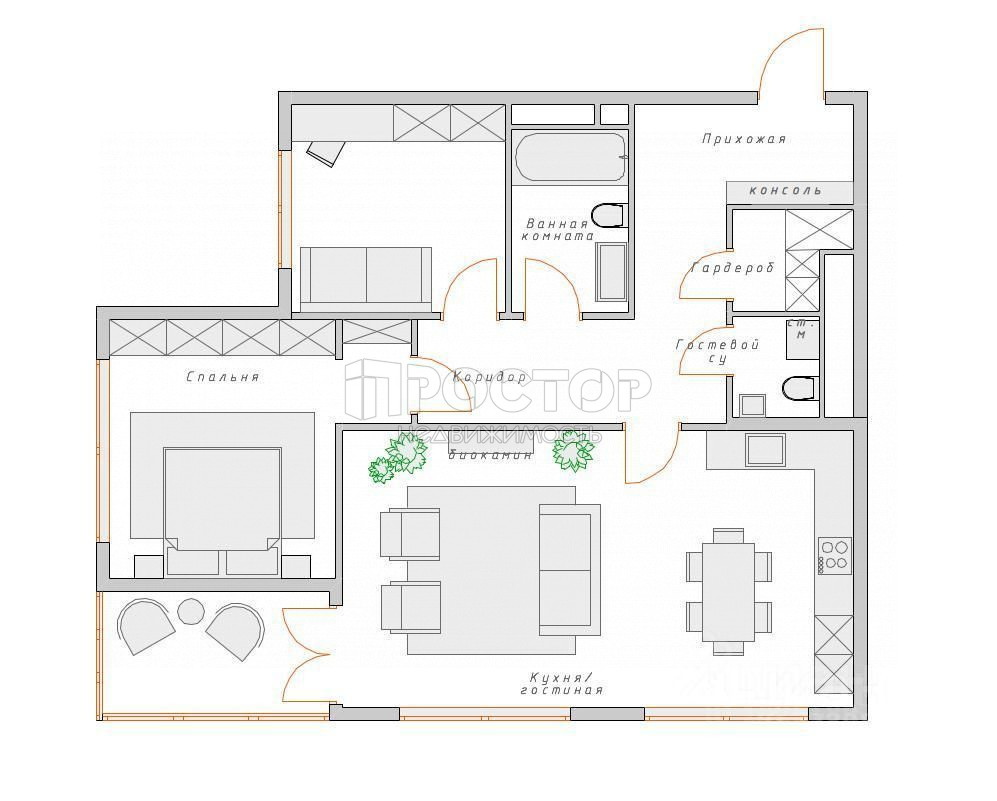 3-комнатная квартира, 86.7 м² - фото 2