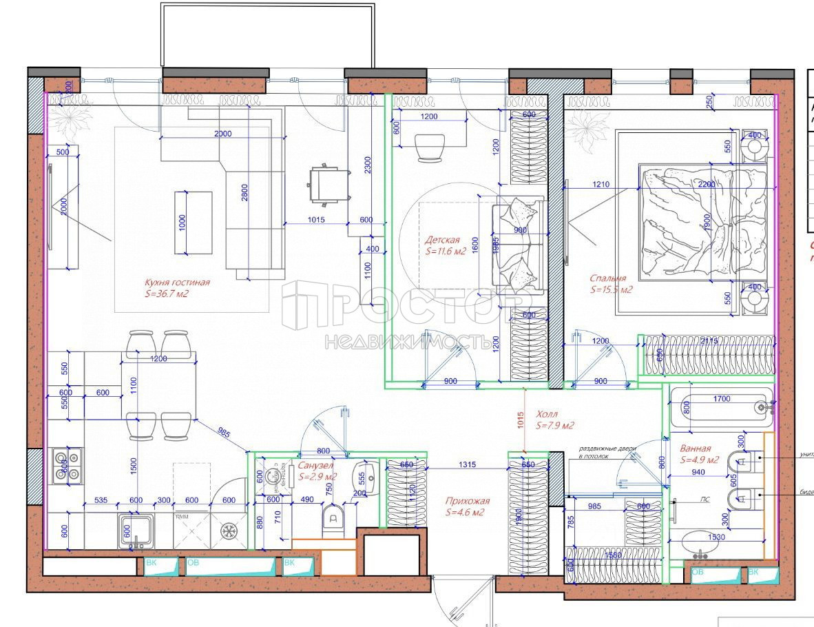 3-комнатная квартира, 88 м² - фото 45