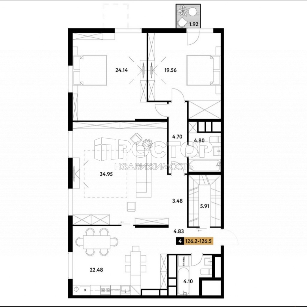 3-комнатная квартира, 126.2 м² - фото 10