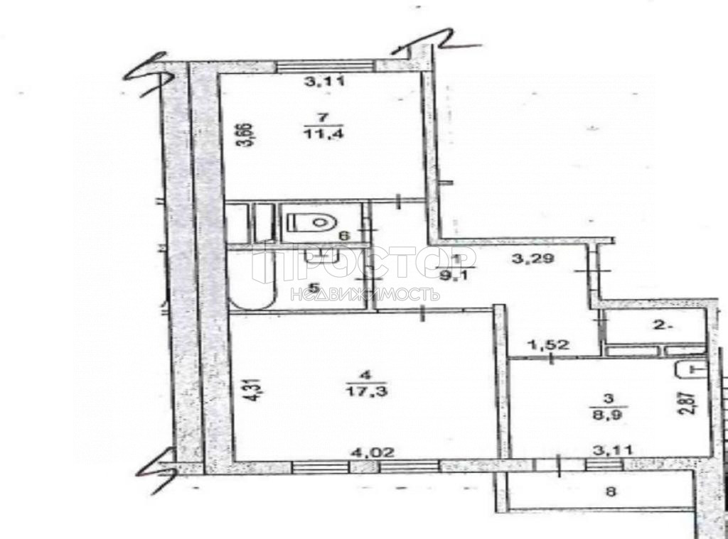 2-комнатная квартира, 53.4 м² - фото 22