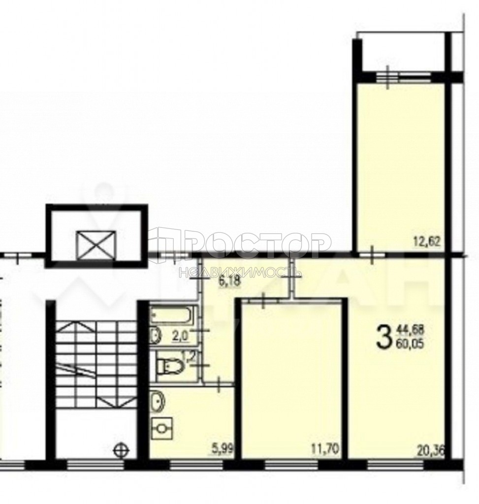 3-комнатная квартира, 58.2 м² - фото 7