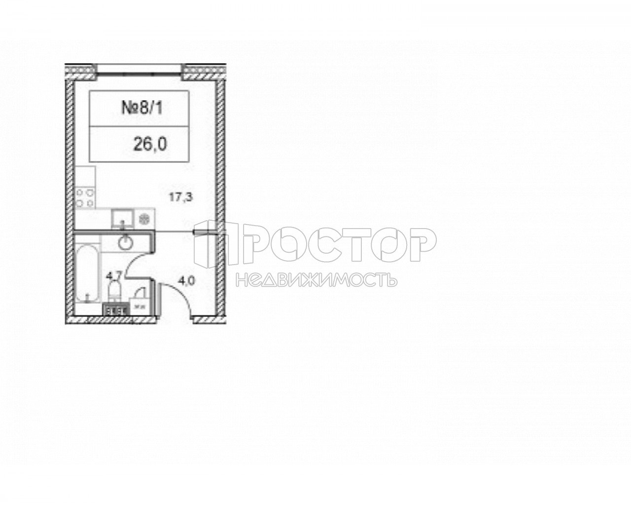 Студия, 26 м² - фото 4