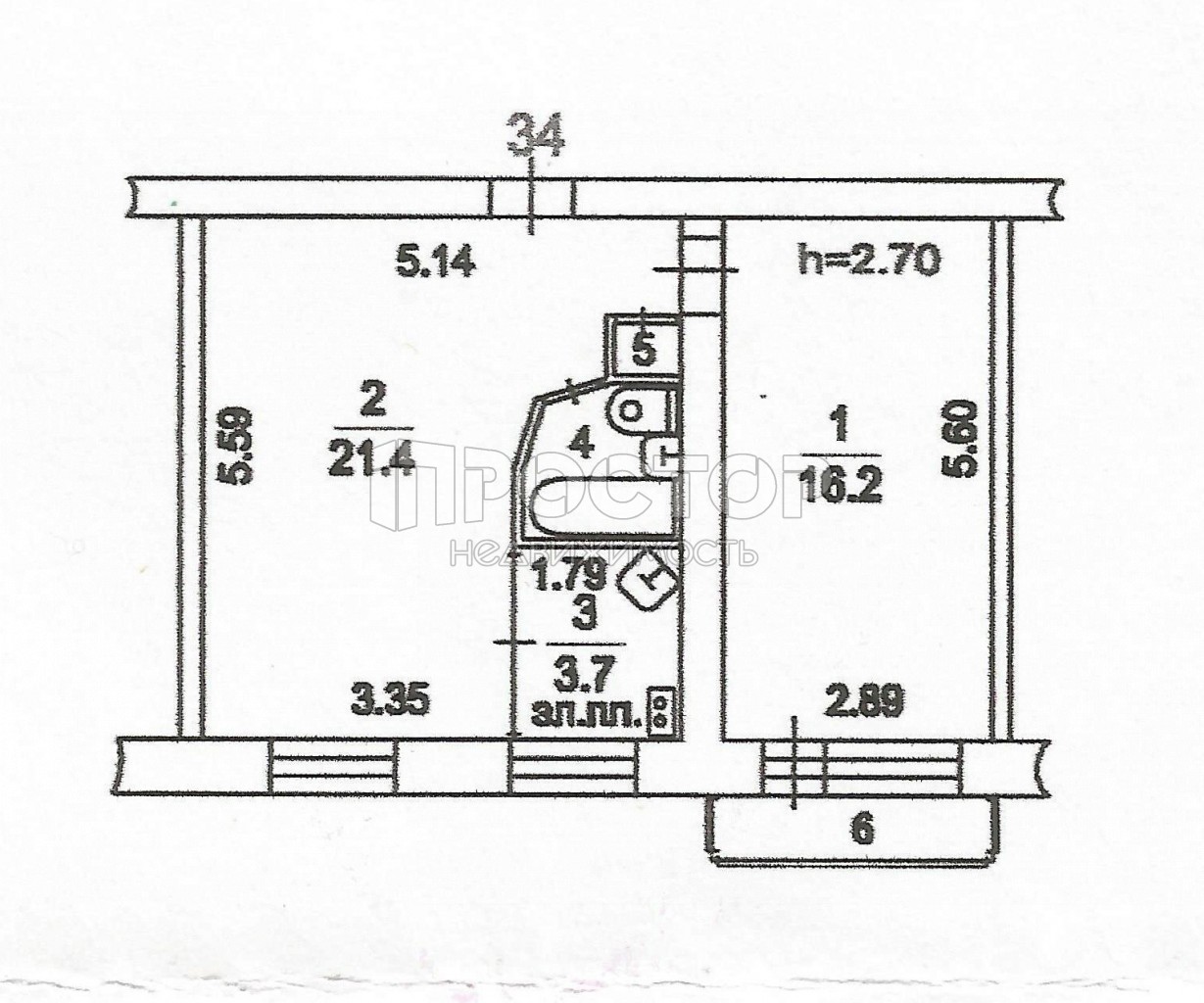 2-комнатная квартира, 44.5 м² - фото 7